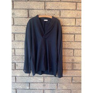 Kidōriman Navy Long-Sleeve Lightweight Shirt 3XL With Unique Collar & Button Cuf